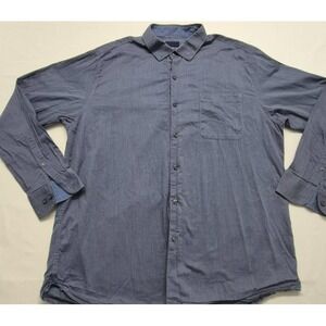 Tommy Bahama men's blue button up long sleeve pocket shirt Pima Cottom sz. XL